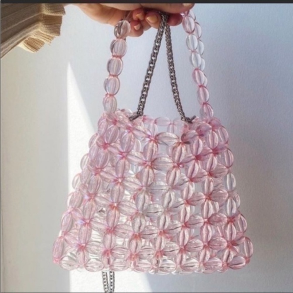 ZARA TRANSPARENT BEADED BUCKET BAG - Picture 2 of 12